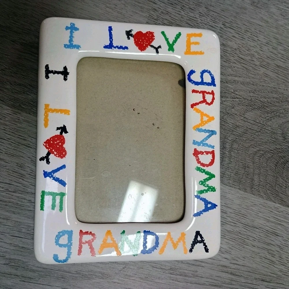 Vintage I LOVE MY GRANDMA 80s 90s Colorful Crayon Style 4 X 6 Picture Frame